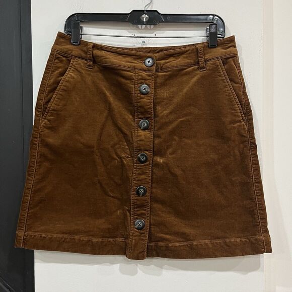 Cabi University Brown Corduroy Front Button Skirt Size 10 Academia - Picture 1 of 5